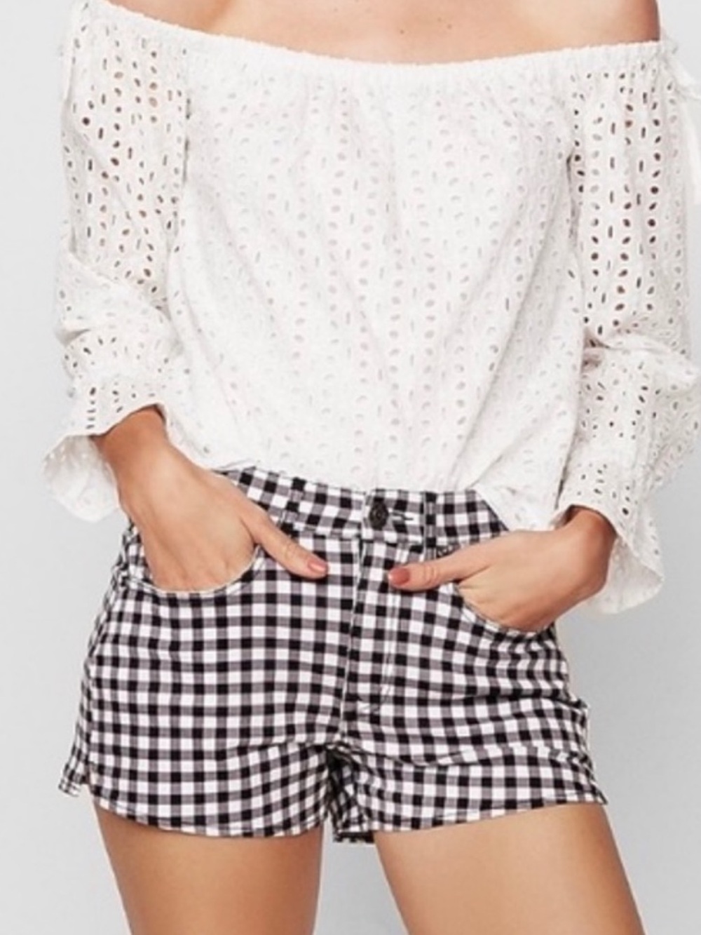 Express Gingham Shortie Shorts